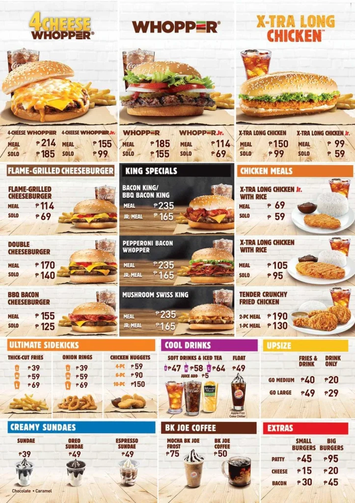 Burger King Philippines Menu Price Value