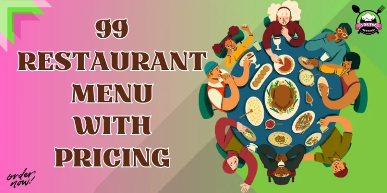 99 Restaurant Menu With Pricing